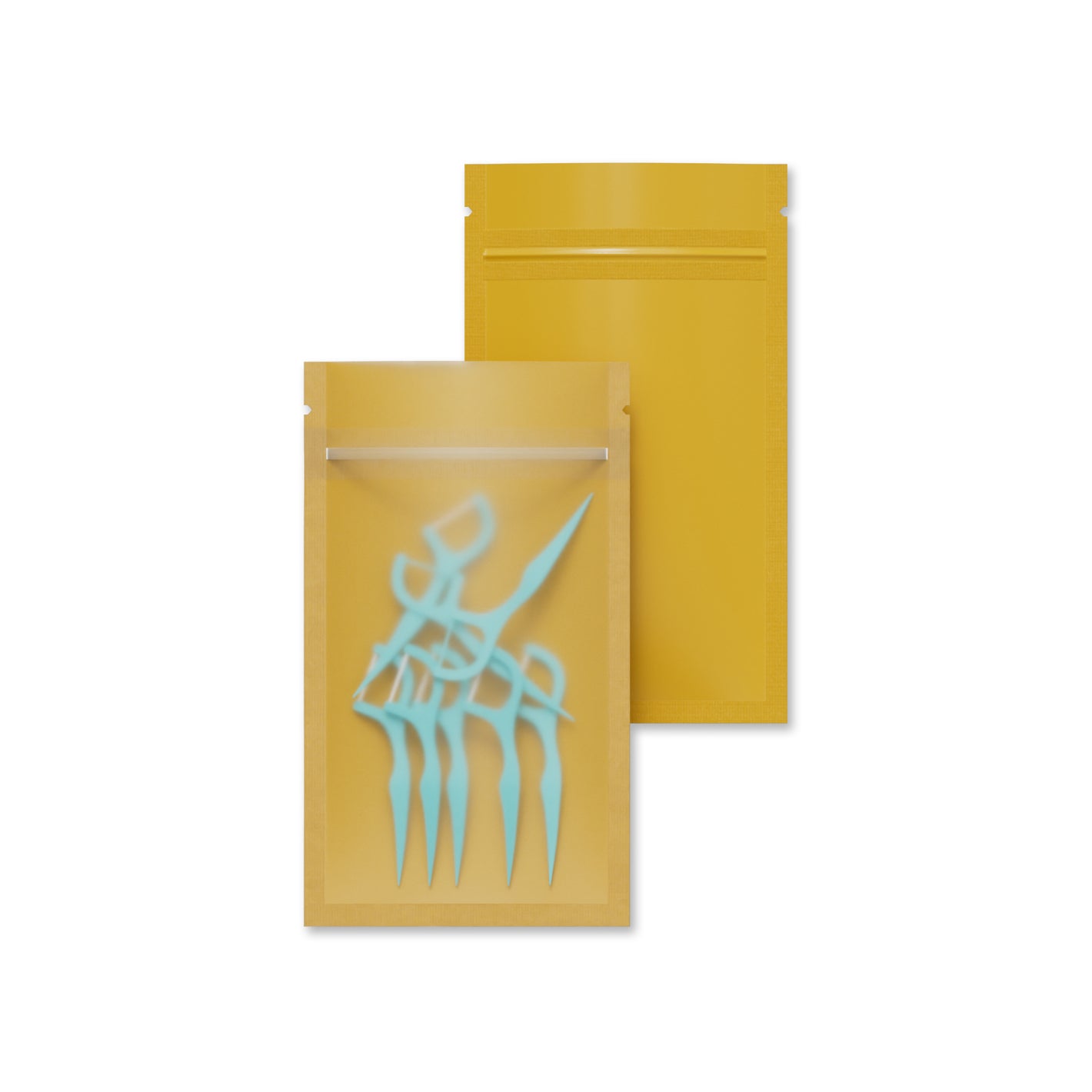 Flat Zipper Seal Bags – Matte Gold Plastic with Frosted Window