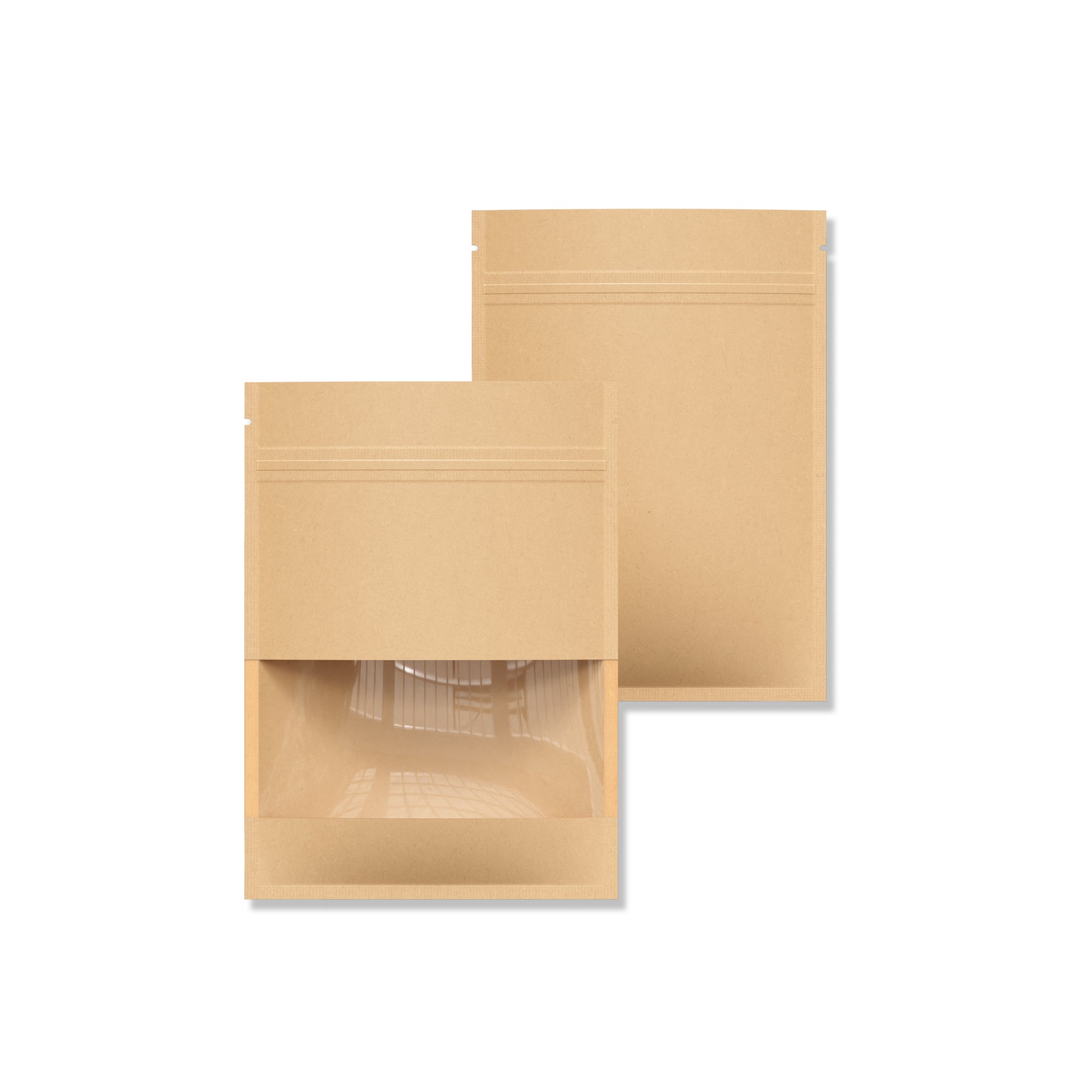 Reusable Flat Zipper Seal Bags – Colored Kraft with Transparent Window