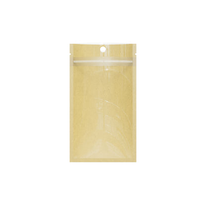 Customizable Glossy Half Clear Krafty Brown Flat Zipper Seal Bags with Hang Hole (Basic Printing)