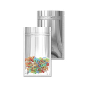 Single Side Clear Front with Chrome Silver Metallic Foil Flat Zipper Seal Bags