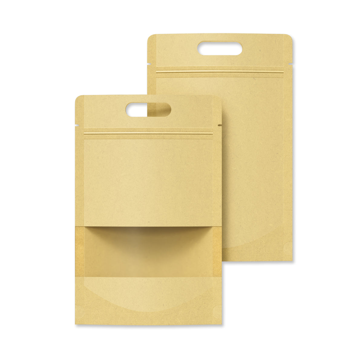 Krafty Brown Translucent Window Stand Strong® Bags with Die Cut Handles