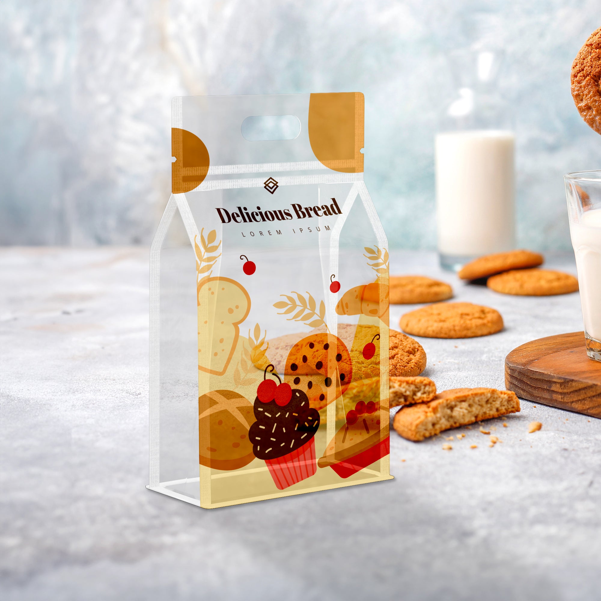 Customizable Clean Clear Polyethylene Side Gusset Stand Up Zipper Seal Bags with Die Cut Handles (Full Customization)