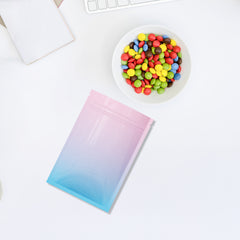 Gradient Ombre Flat Zipper Seal Bags – Glossy Two-Tone Mylar with Double-Sided Finish