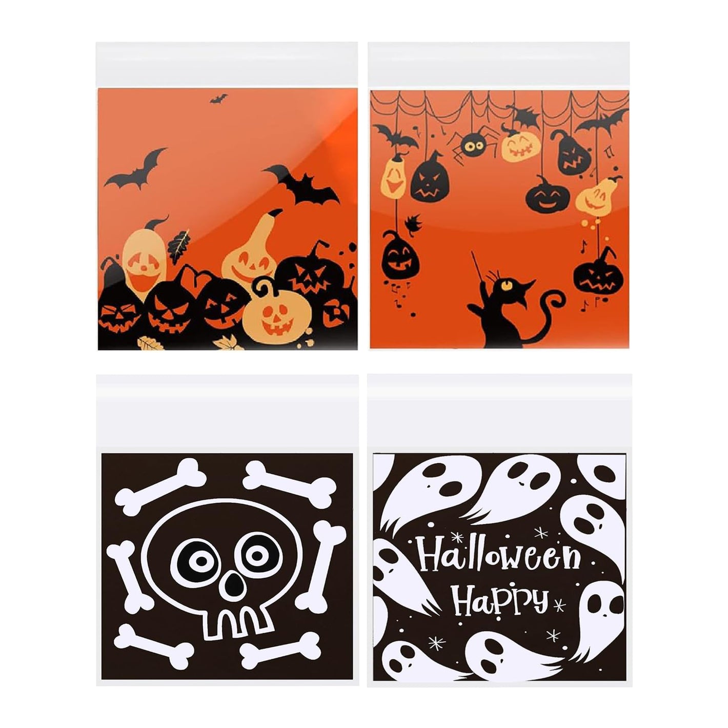 Clear Halloween Two Designs Cellophane Plastic Self-Adhesive Bags