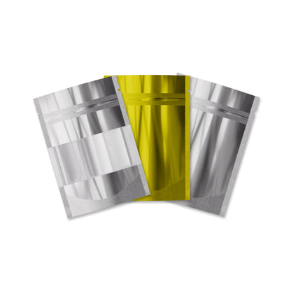 Customizable Glossy Metallic Foil with Transparent Window Stand Up Zipper Bags (Basic Printing)