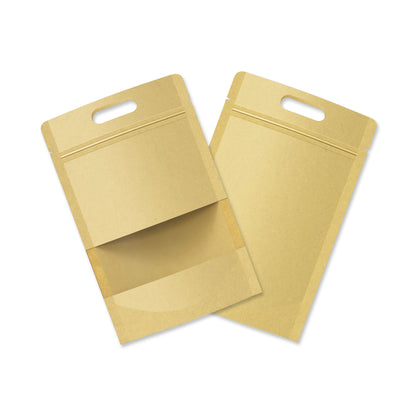 Customizable Krafty Brown Translucent Window Stand Up Zipper Bags with Die Cut Handles (Basic Printing)