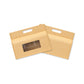 Customizable Krafty Brown Translucent Window Side Gusset Stand Up Zipper Seal Bags with Die Cut Handles (Basic Printing)