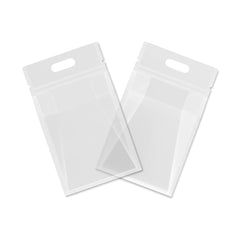Customizable Clean Clear Polyethylene Side Gusset Stand Zipper Seal Bags with Die Cut Handles (Basic Printing)