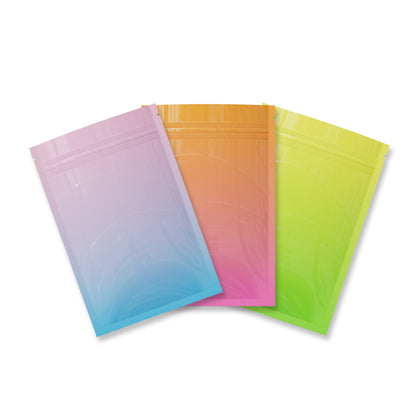 Customizable Glossy Double-Sided Two-Tone Ombre Gradient Mylar Flat Zipper Seal Bags (Basic Printing)