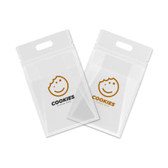 Customizable Clean Clear Polyethylene Side Gusset Stand Zipper Seal Bags with Die Cut Handles (Basic Printing)
