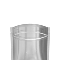 Flat Zipper Seal Bags – Single Side Clear Front with Chrome Silver Metallic Foil