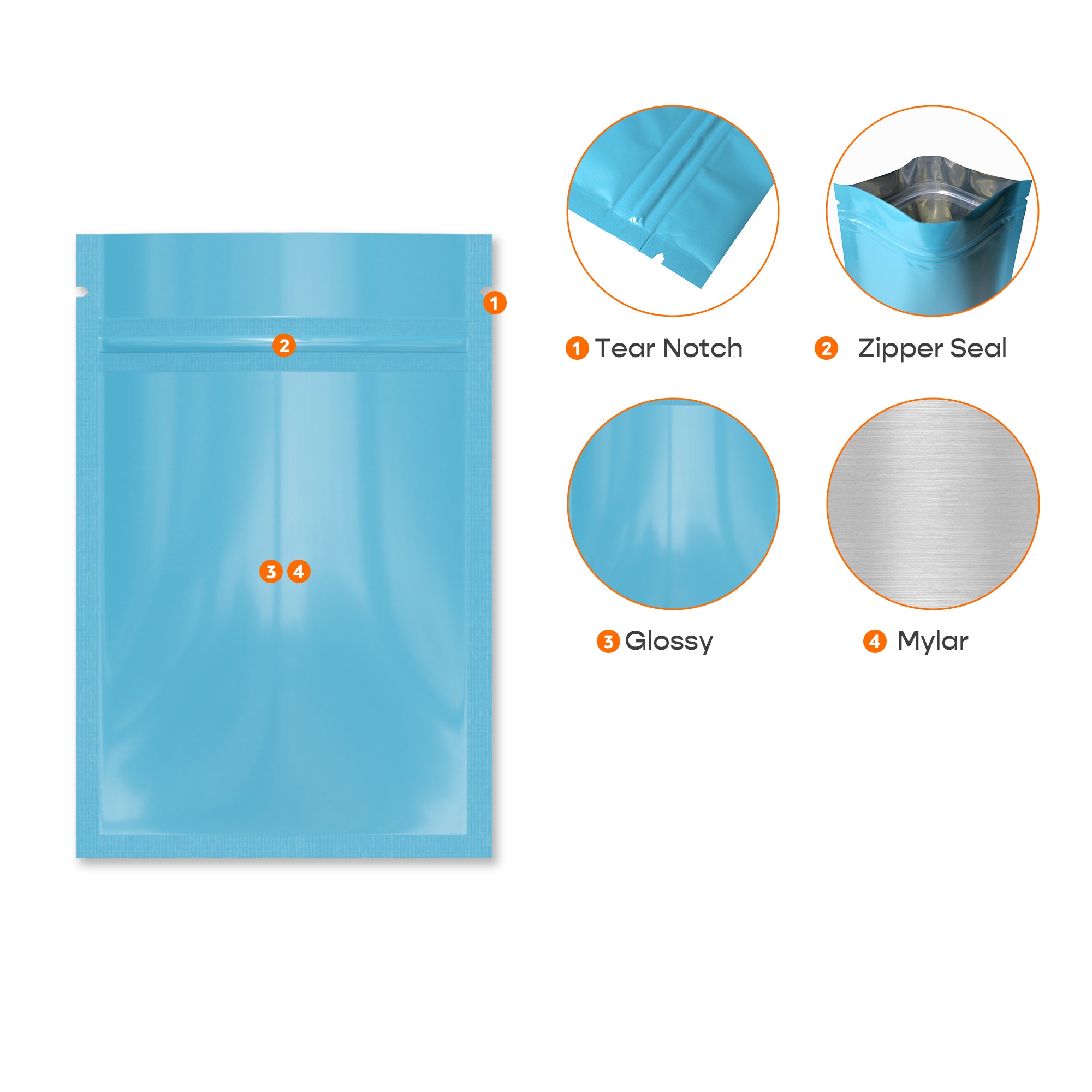 Glossy Double-Sided Flat Zipper Seal Bags in Pastel Colors