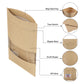 Customizable Vintage Kraft Clear Slit Window Flat Zipper Seal Bags (Full Customization)