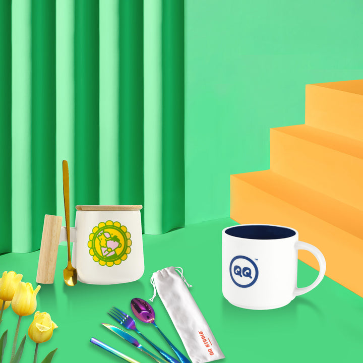 QQ Studio® Gift – Reiner Mug + QQ Mug + Utensil Sets