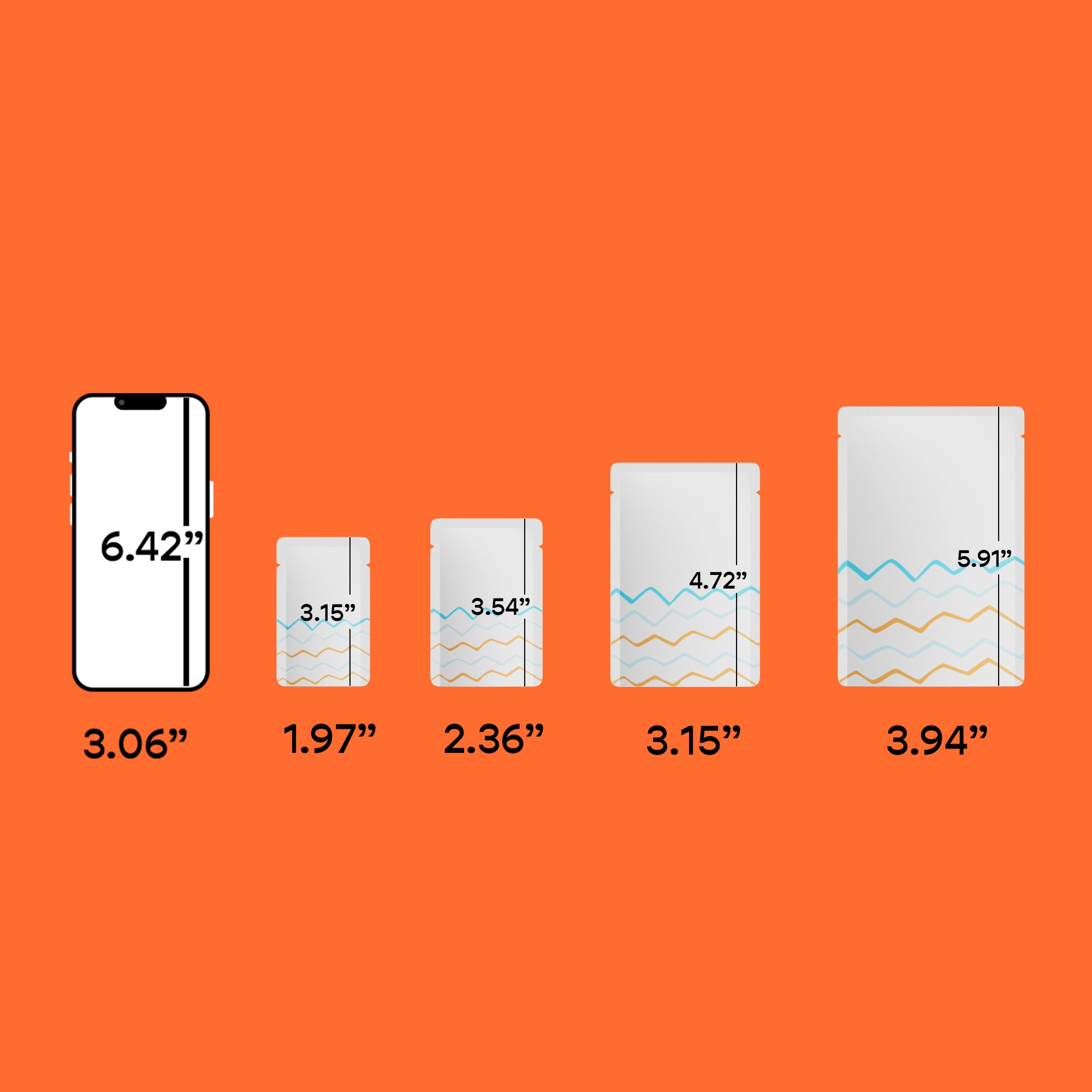 Matte Lace White with Color Lines Design Mylar Foil Open Top Bags