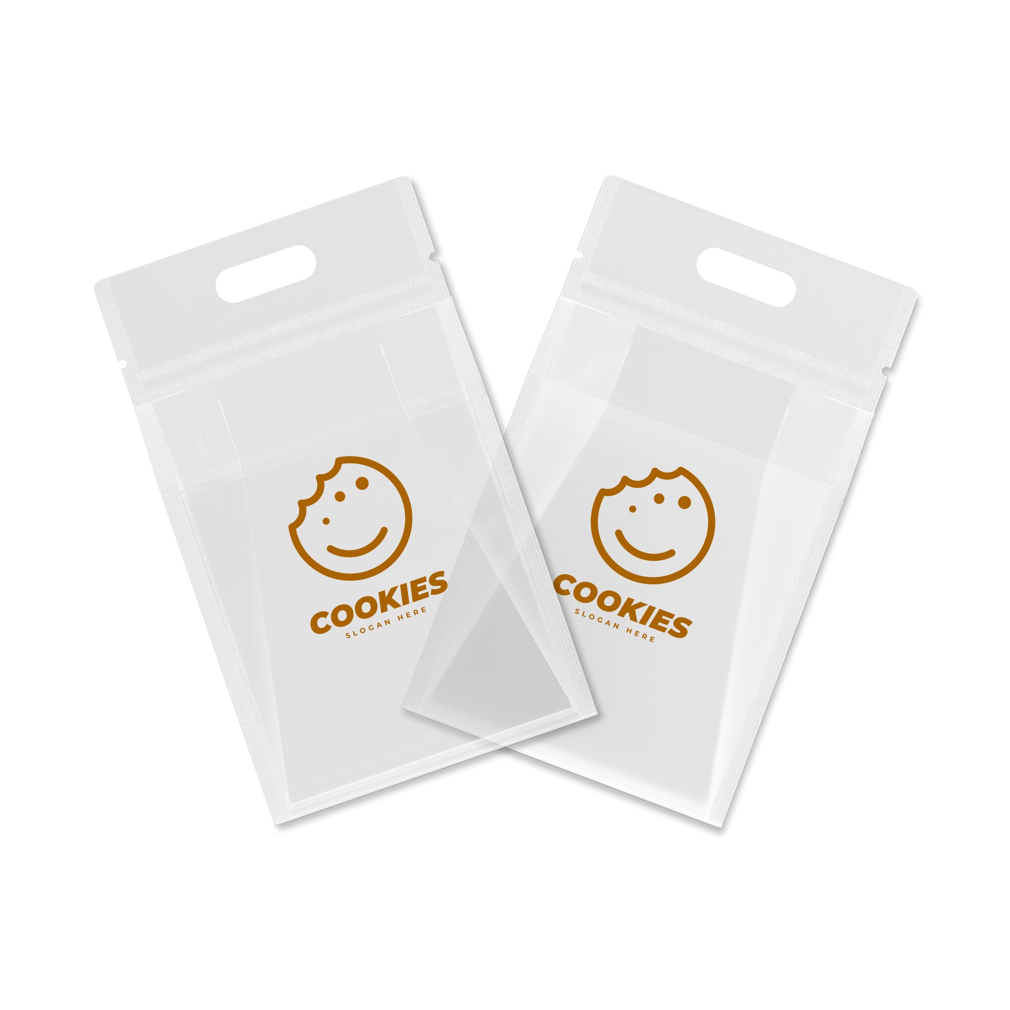 Customizable Clean Clear Polyethylene Side Gusset Stand Zipper Seal Bags with Die Cut Handles (Basic Printing)
