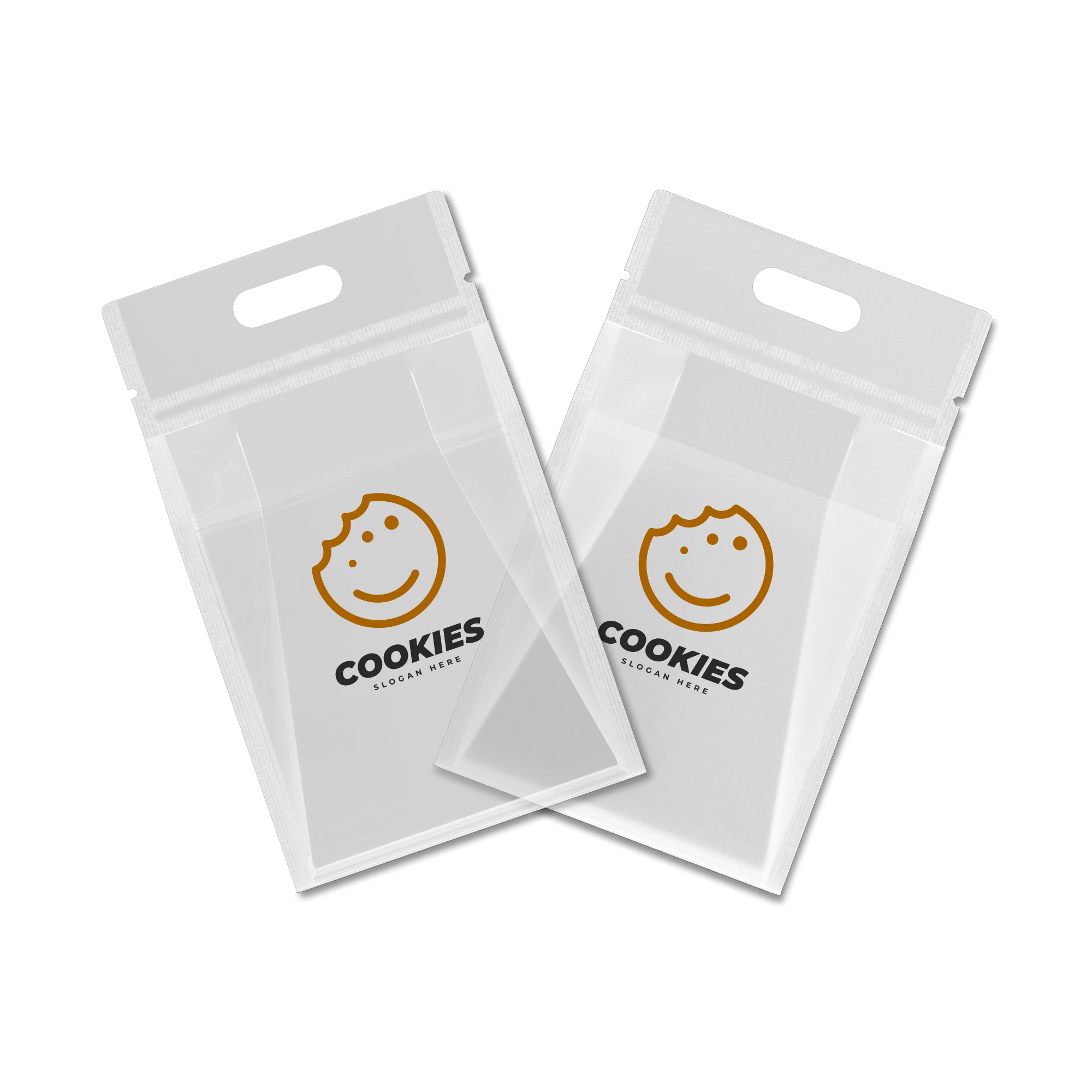 Customizable Clean Clear Polyethylene Side Gusset Stand Zipper Seal Bags with Die Cut Handles (Basic Printing)