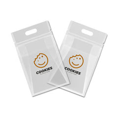 Customizable Clean Clear Polyethylene Side Gusset Stand Zipper Seal Bags with Die Cut Handles (Basic Printing)