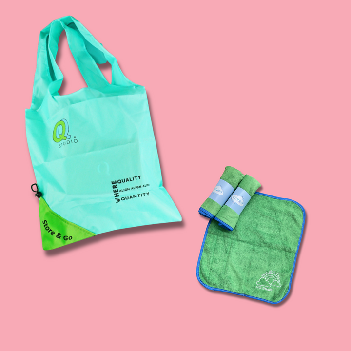 QQ Studio® Gift - Microfiber Towel + Reusable Tote Bags