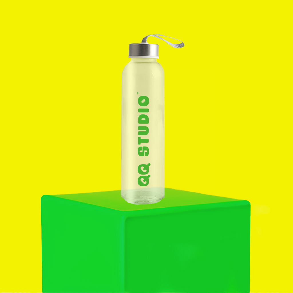 QQ Studio® Gift – Glass Water Bottle