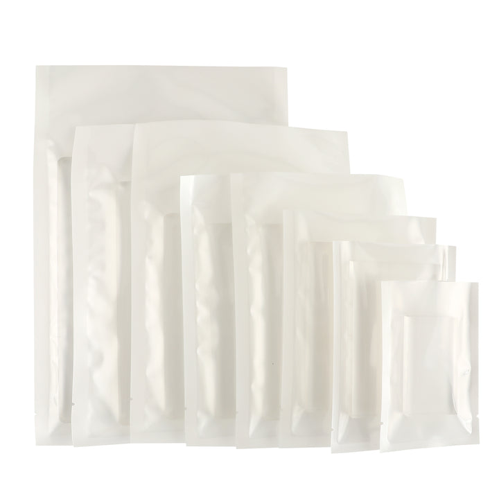 QQ Studio® Glossy Fantasy White Single Side Window Display Polyethylene SlickSeal™ Bags