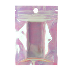 Reusable Flat Zipper Seal Bags – Kaleidoscope Holographic Clear Front with Round Hang Hole