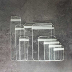 Single-Sided Colored Clear Zipper Seal Bags with Rounded Corners and Butterfly Hang Hole