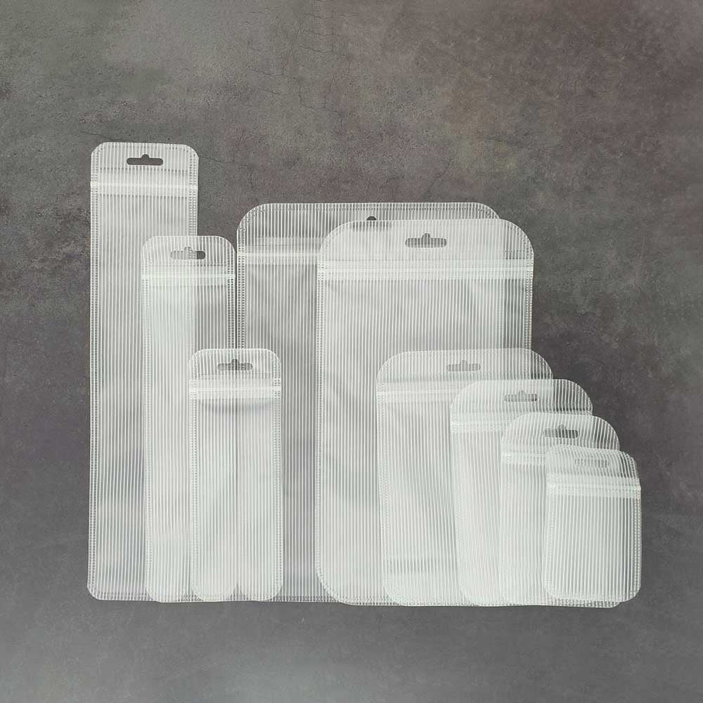 Transparent Front Frosted Back Poly Bags – Flat Resealable Packaging with Butterfly Hang Hole