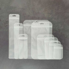 Transparent Front Frosted Back Poly Bags – Flat Resealable Packaging with Butterfly Hang Hole