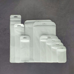 Half White Linen Plastic Flat QuickQlick® Bags with Rounded Corners and Butterfly Hang Hole