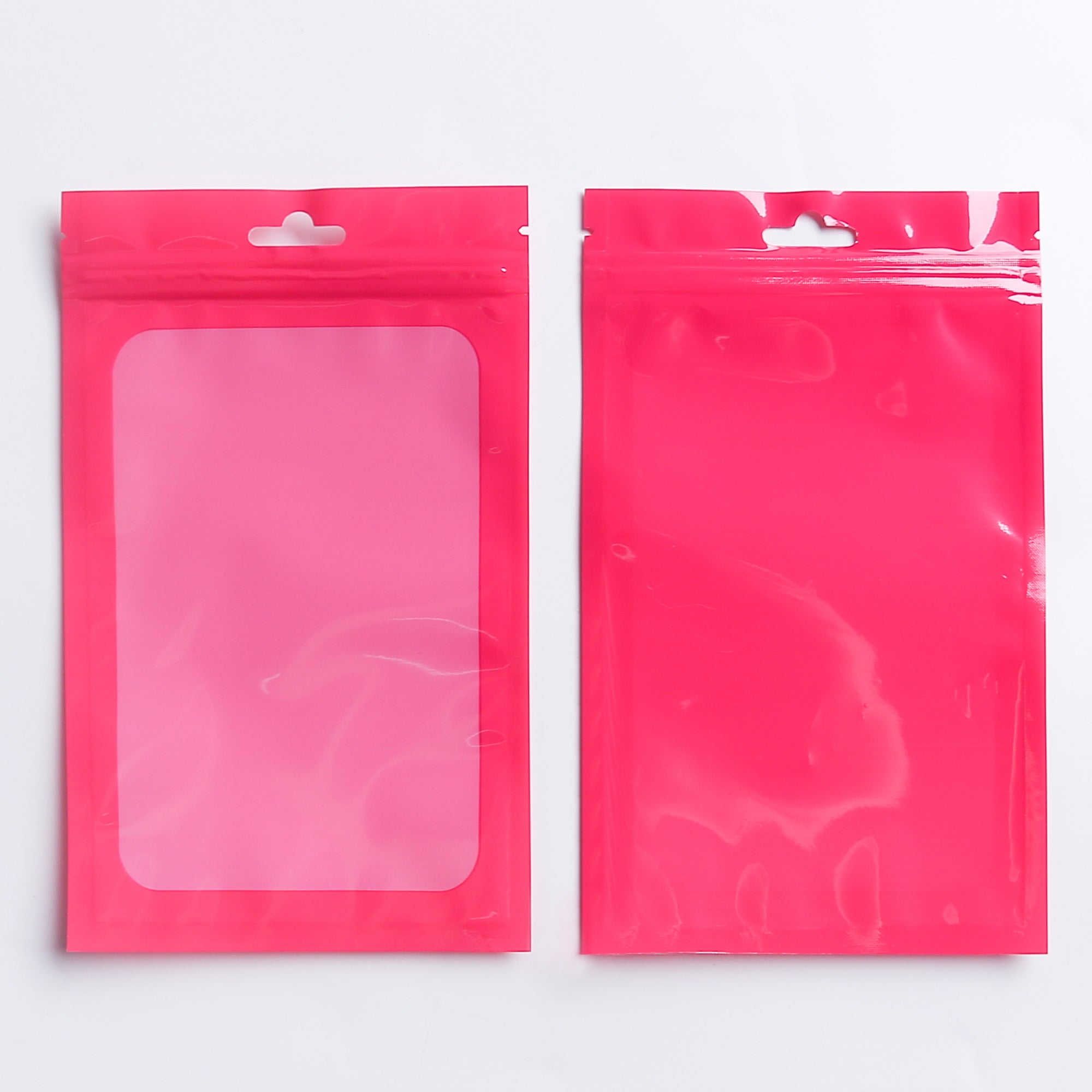 Glossy Magenta Purple Bordered Window QuickQlick® Bags with Butterfly Hang Hole