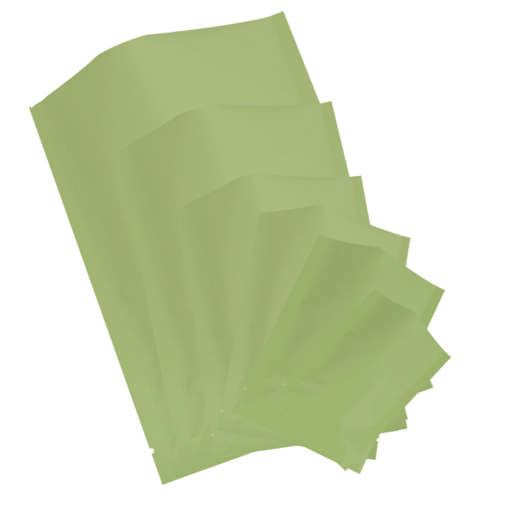 Matte Pastel Green Mylar Foil Open Fill Bags
