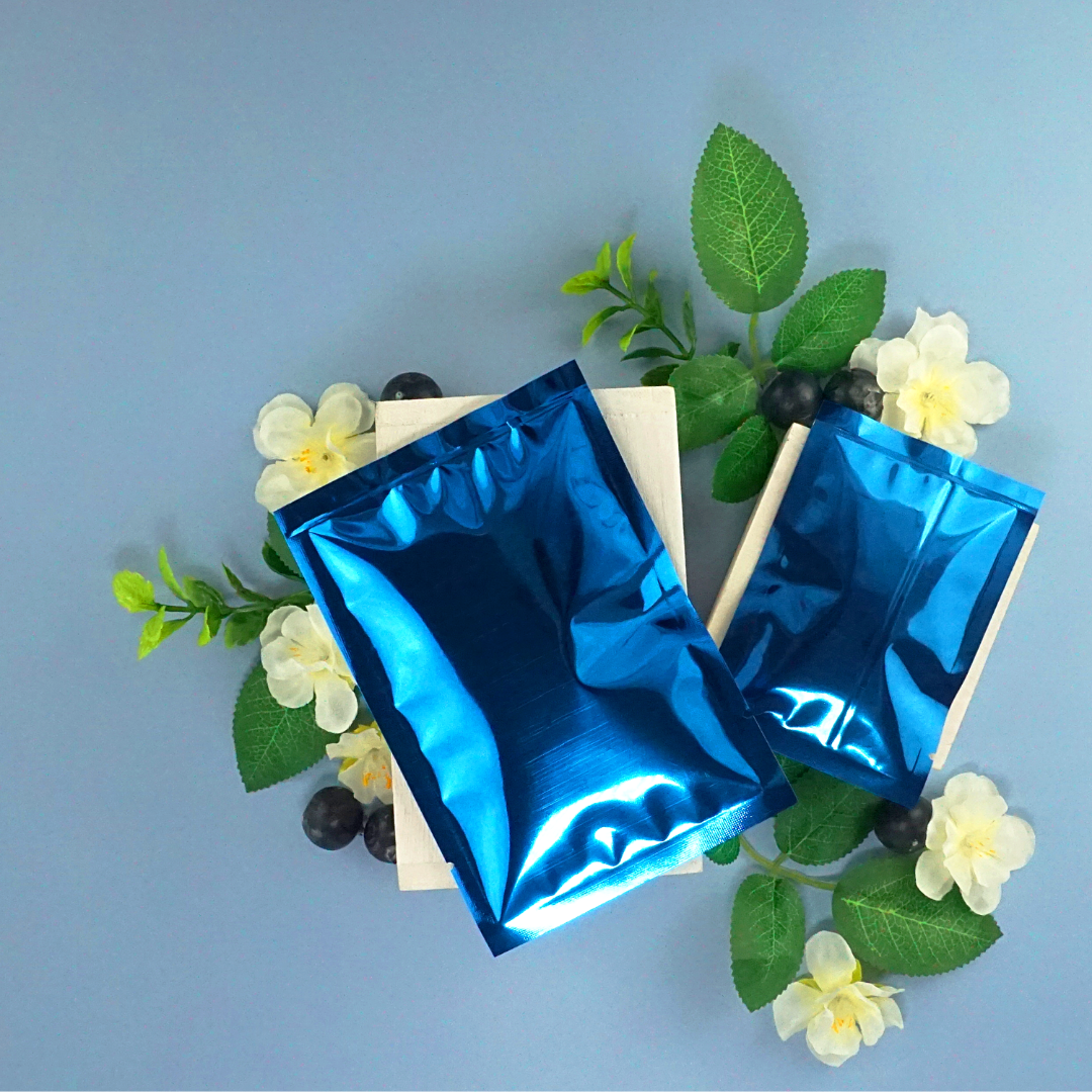 Glossy True Blue Mylar Foil Open Fill Bags