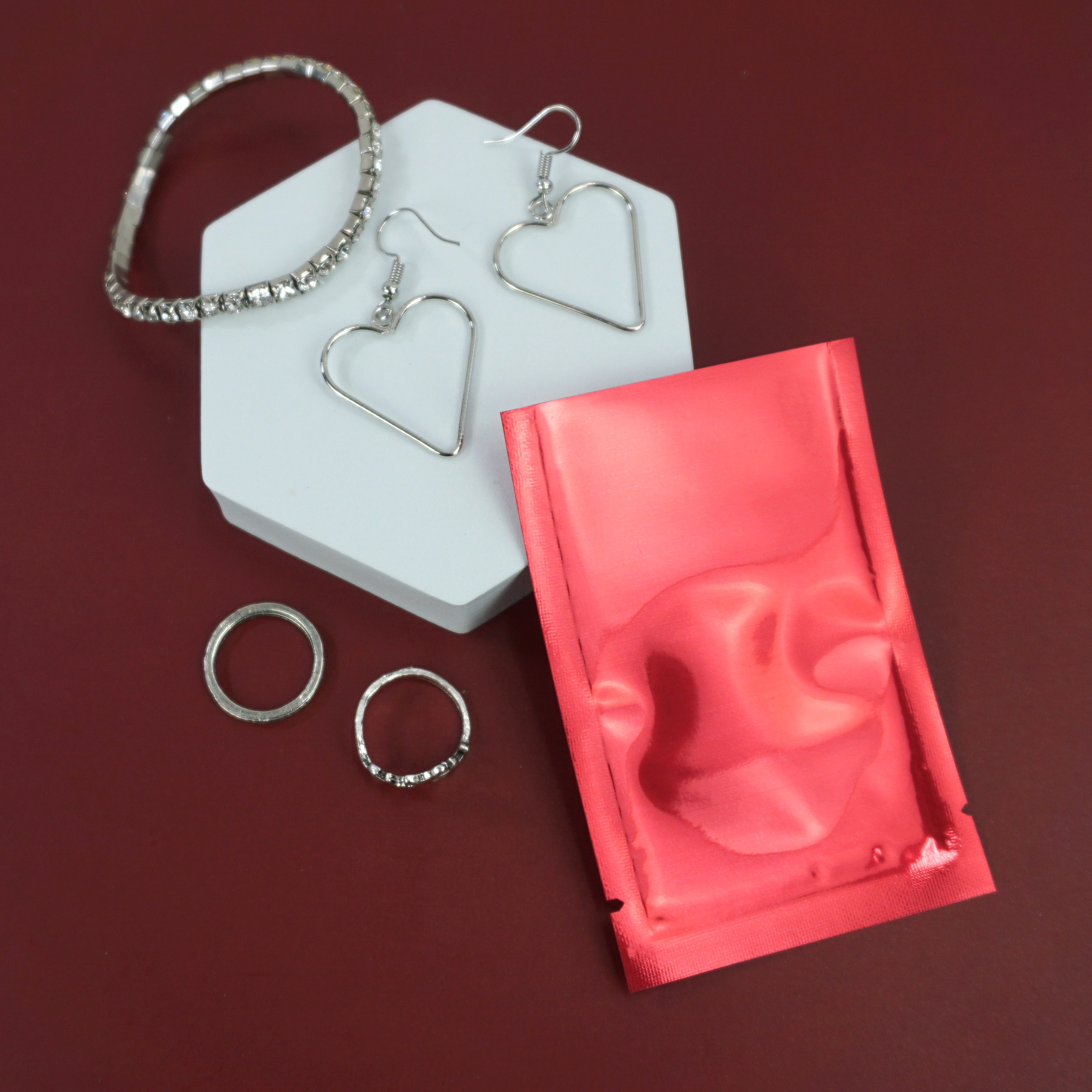 Glossy Red Ribbon Mylar Foil Open Fill Bags