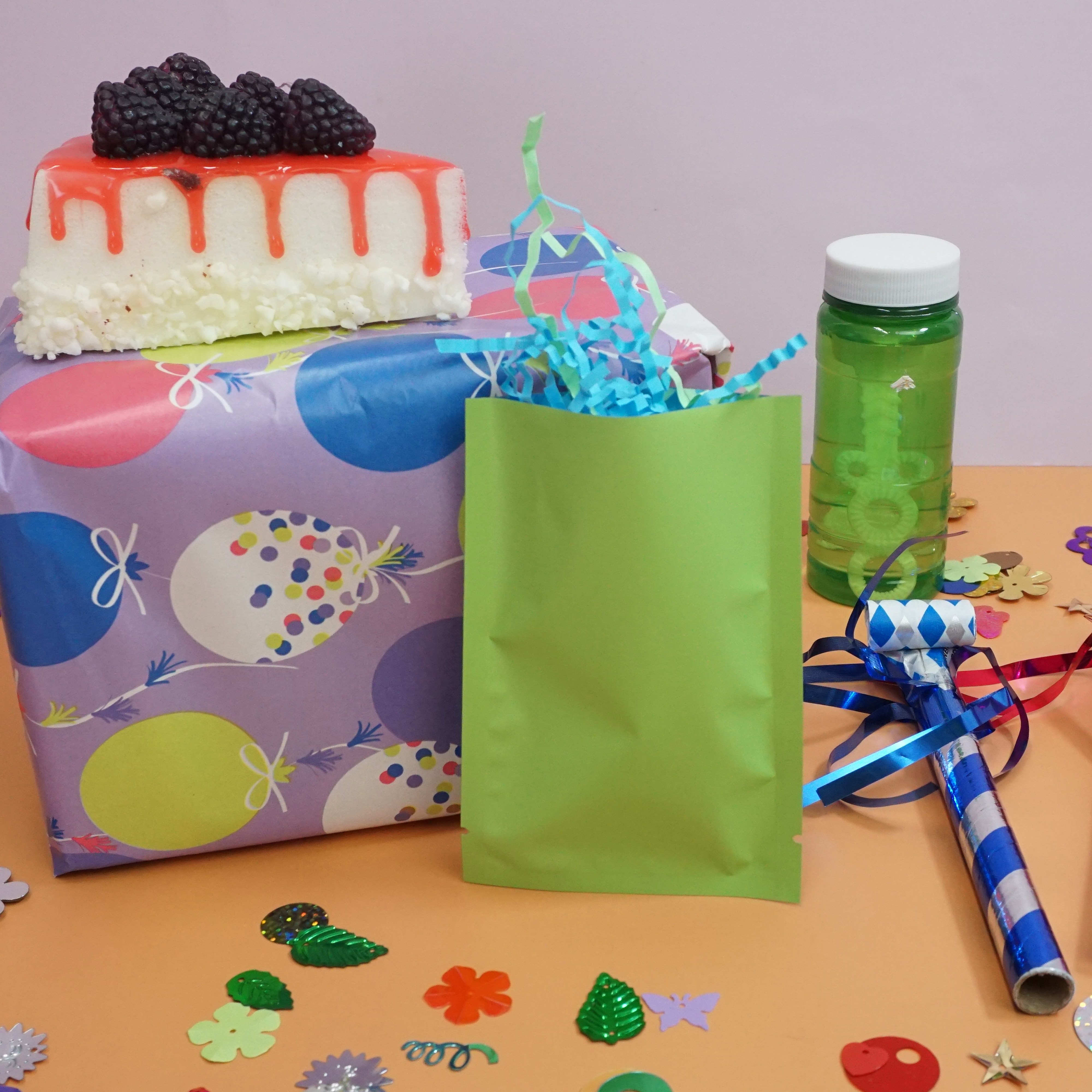 Matte Pastel Green Mylar Foil Open Fill Bags