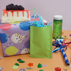 Matte Pastel Green Mylar Foil Open Fill Bags