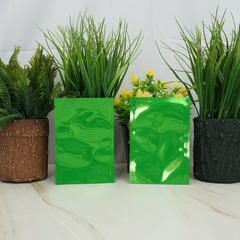 Glossy Sacramento Green Mylar Foil Open Fill Bags