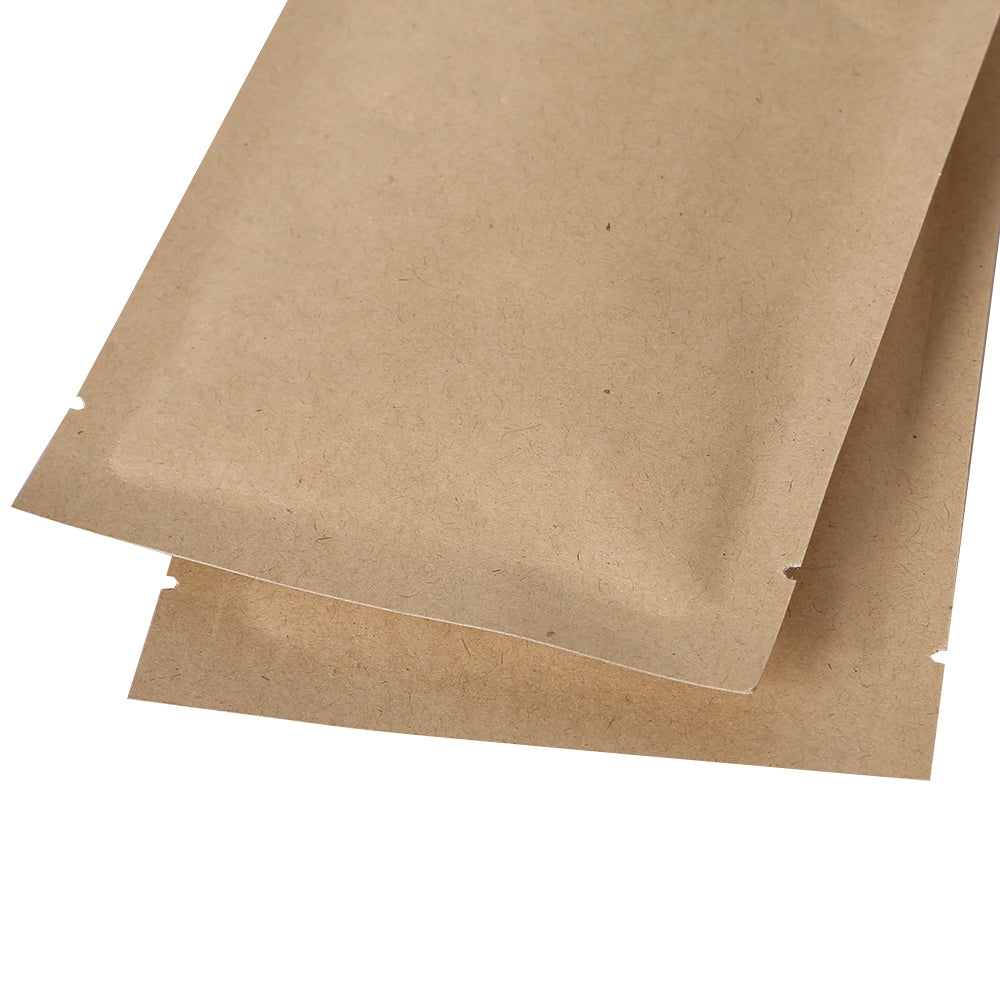 Natural Peanut Brown Kraft Mylar Foil Open Top Bags