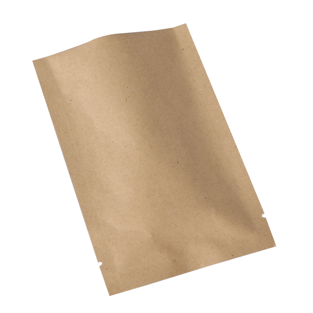 Natural Peanut Brown Kraft Mylar Foil Open Top Bags