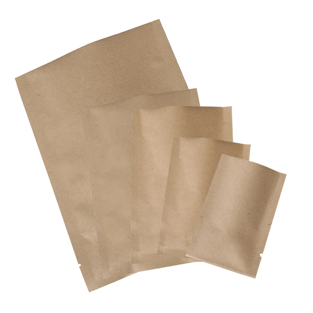 QQ Studio® Natural Peanut Brown Kraft Mylar Foil Open Top Bags