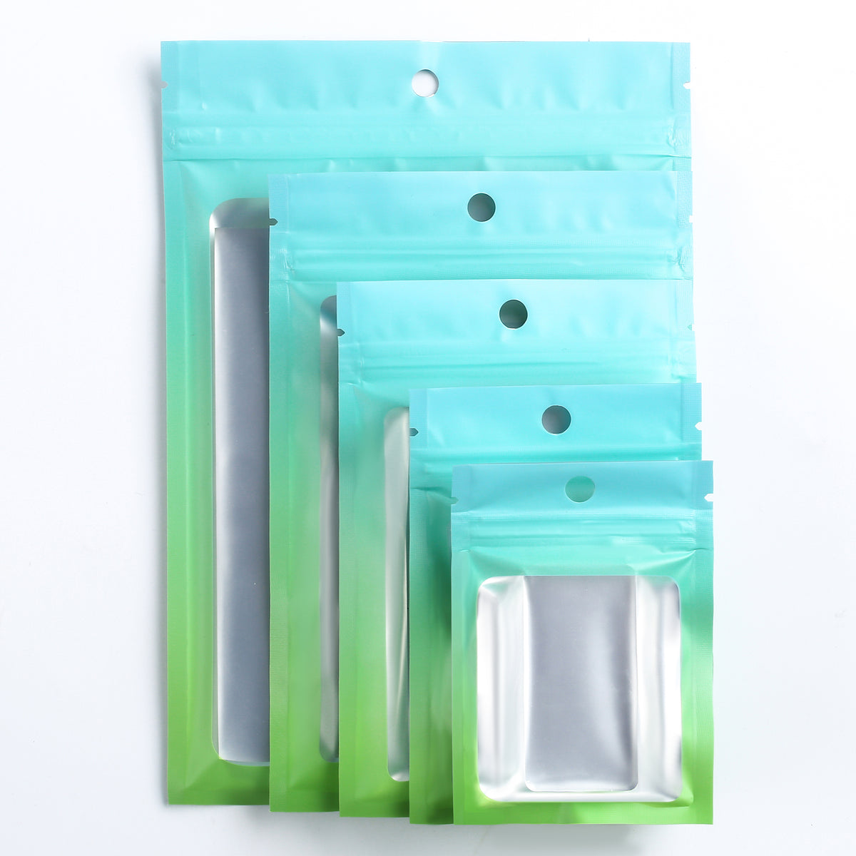 Matte Malachite Green Gradient QuickQlick® Bags with Translucent Window
