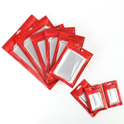 QQ Studio® Matte Reservation Only Red Foil QuickQlick® Bags with Bordered Translucent Window and Butterfly Hang Hole