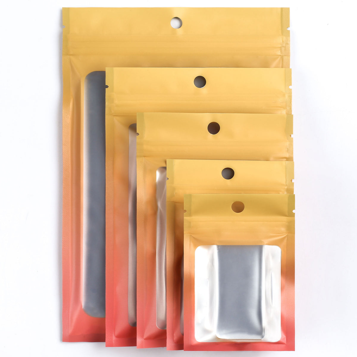 Matte Jasper Orange Gradient QuickQlick® Bags with Translucent Window
