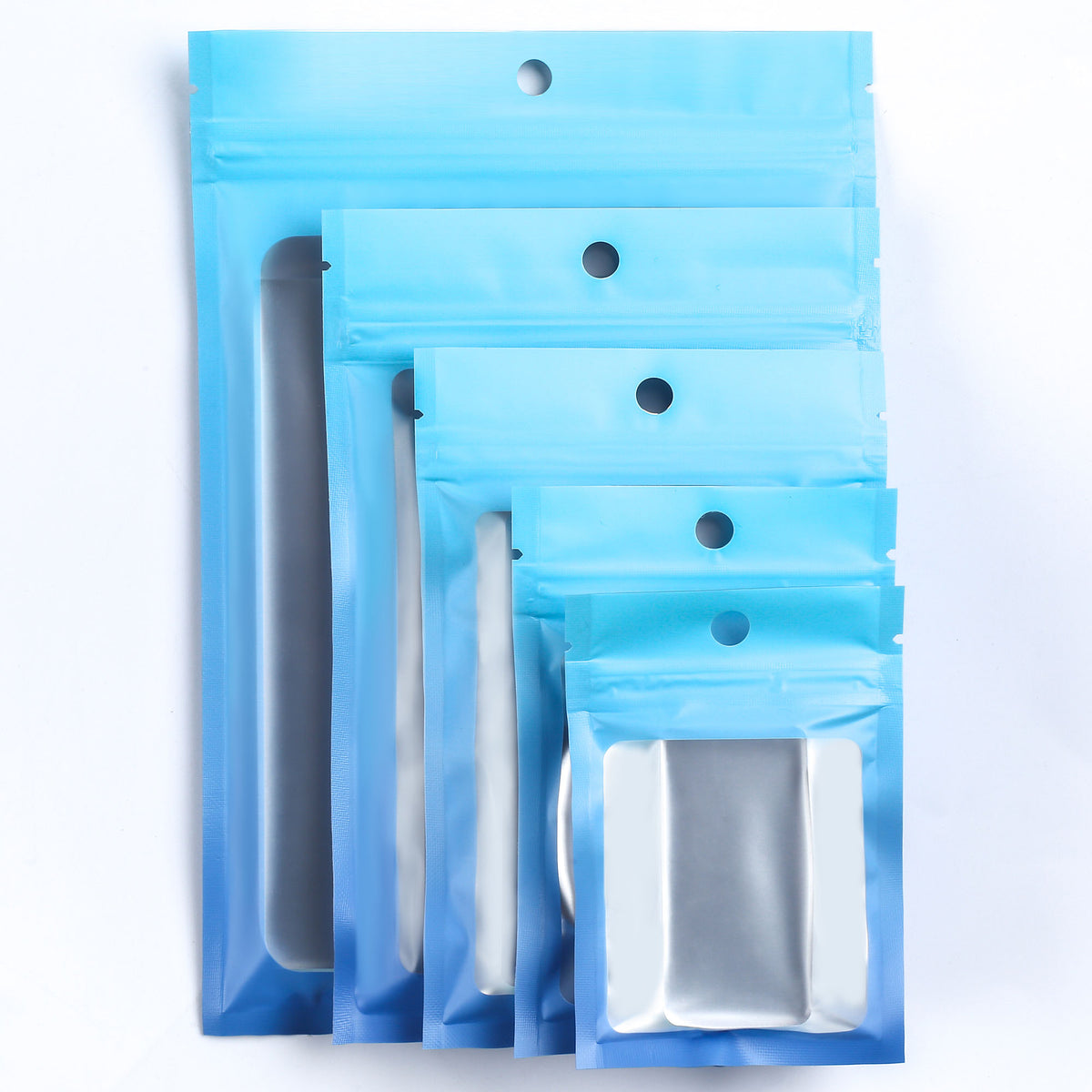 Matte Azurite Blue Gradient QuickQlick® Bags with Translucent Window