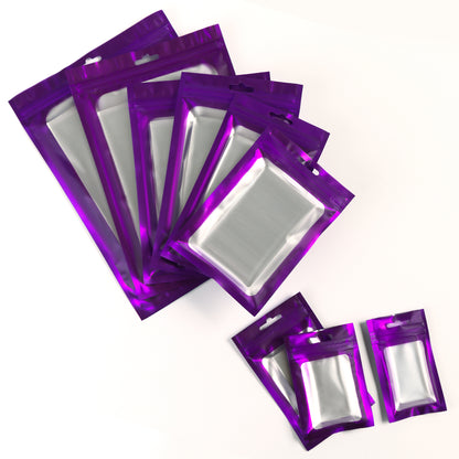 QQ Studio® Matte Prom King Purple Foil QuickQlick® Bags with Bordered Translucent Window and Butterfly Hang Hole