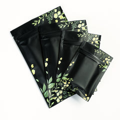 Matte Midnight Garden Black Zipper Seal Foil Bags