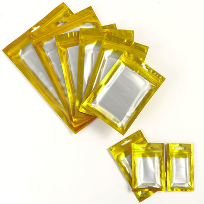 QQ Studio® Matte Going Out Gold Foil QuickQlick® Bags with Bordered Translucent Window and Butterfly Hang Hole