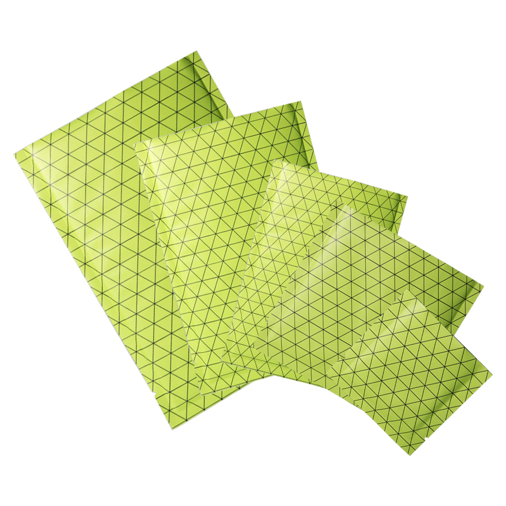 QQ Studio® Grid Green Prism Design Aluminum Foil Open Top Bags