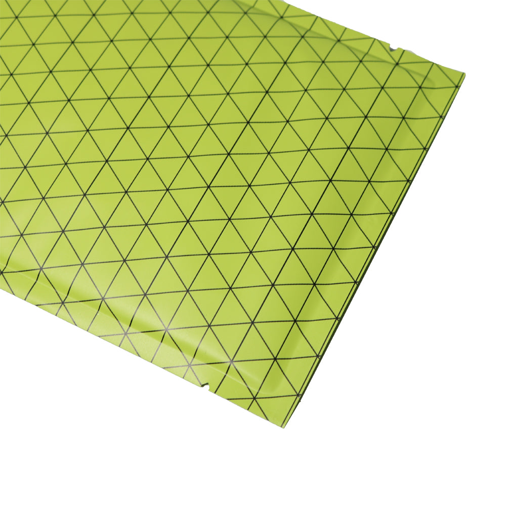 Grid Green Prism Design Aluminum Foil Open Top Bags