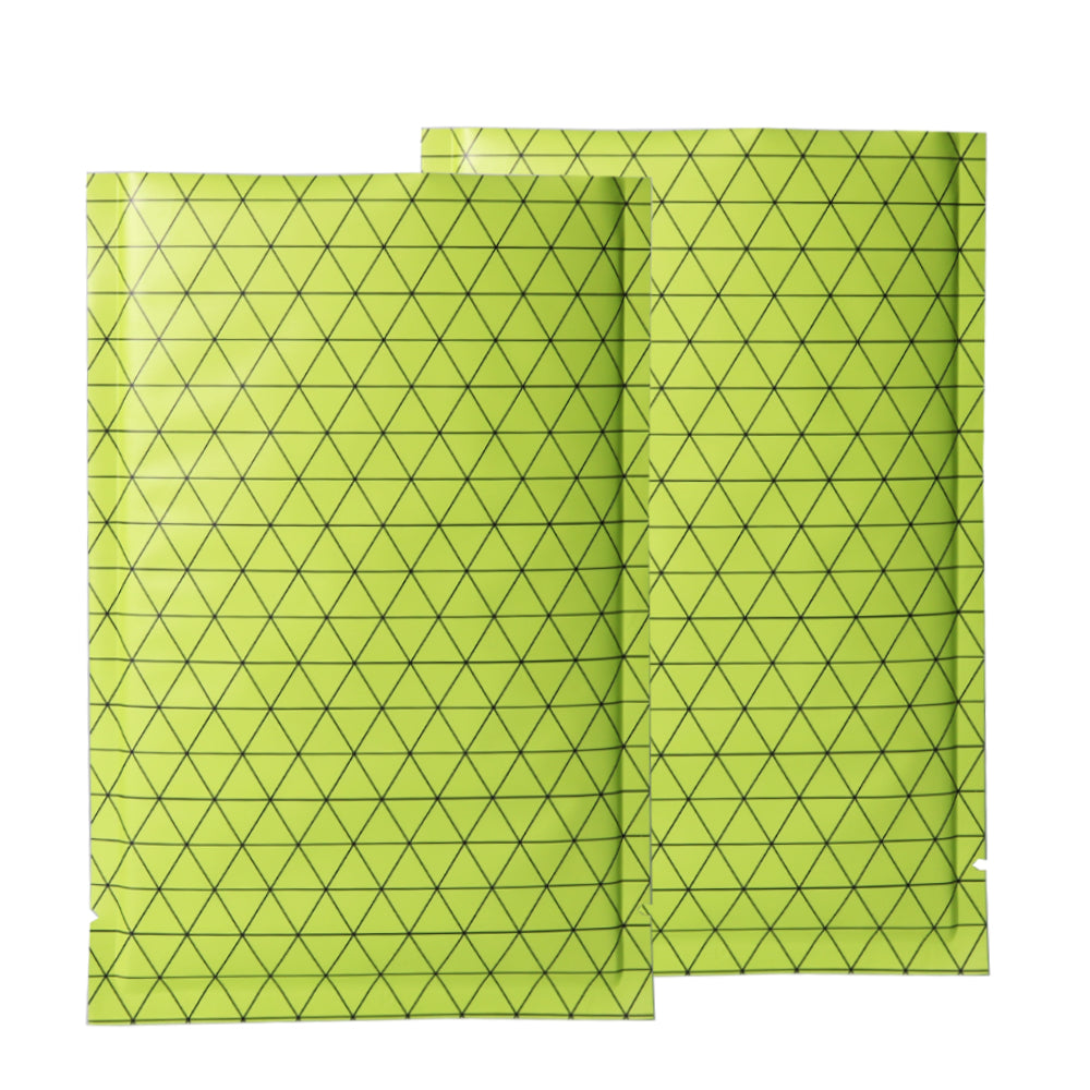 Grid Green Prism Design Aluminum Foil Open Top Bags